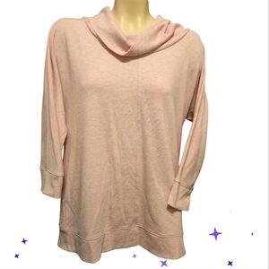 HAVEN WELL WITHIN by TALBOTS Cowl Neck 3 Quarter Sleeve Light Fleece Pink Medium